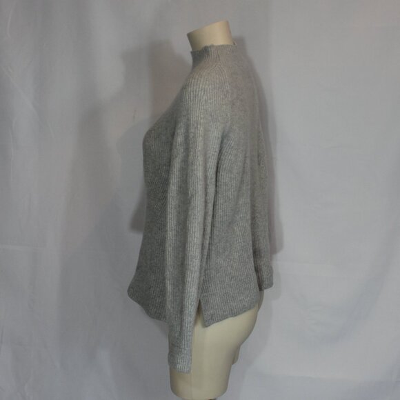 Everlane 93% Cashmere Mock neck Sweater Women's Gray Ribbed Balloon Sleeve XS - Picture 3 of 7